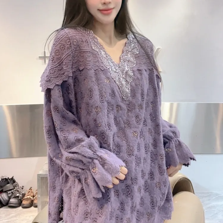 A.M艾墨儿女款冬季欧货蕾丝体恤