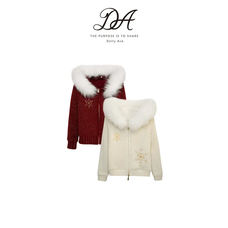 Dolly Ave「黑标系列」定制美丽奴羊毛钉钻雪花新年风女童外套