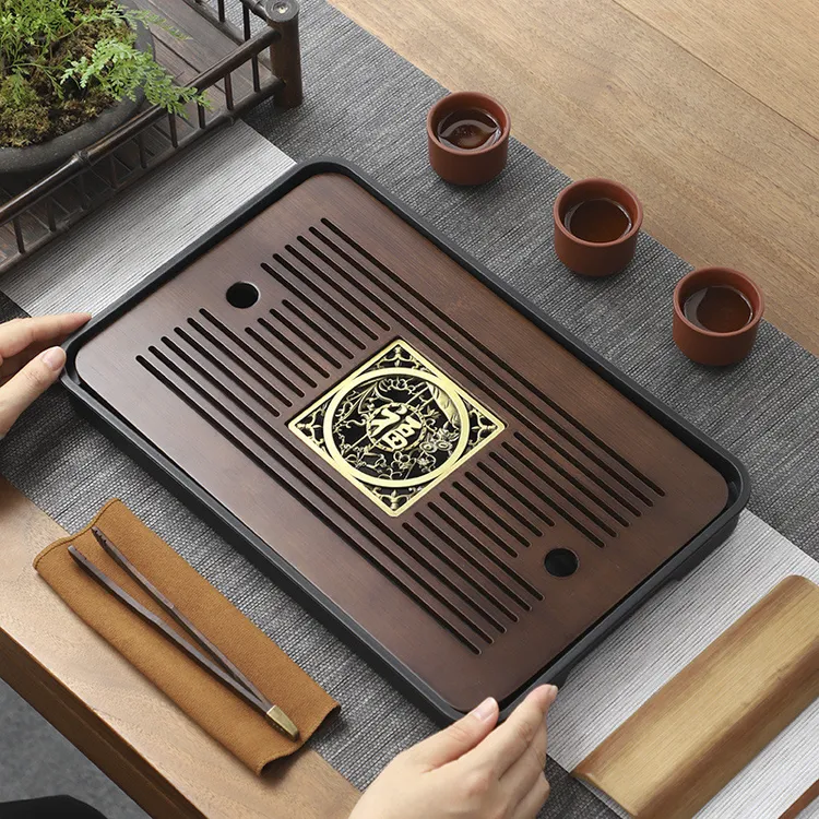 简约现代小型茶盘沥功夫茶具轻奢储水式家庭竹茶海家用茶盘用茶台