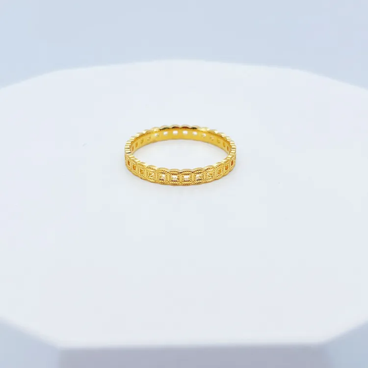 足金999黄金铜钱金戒指