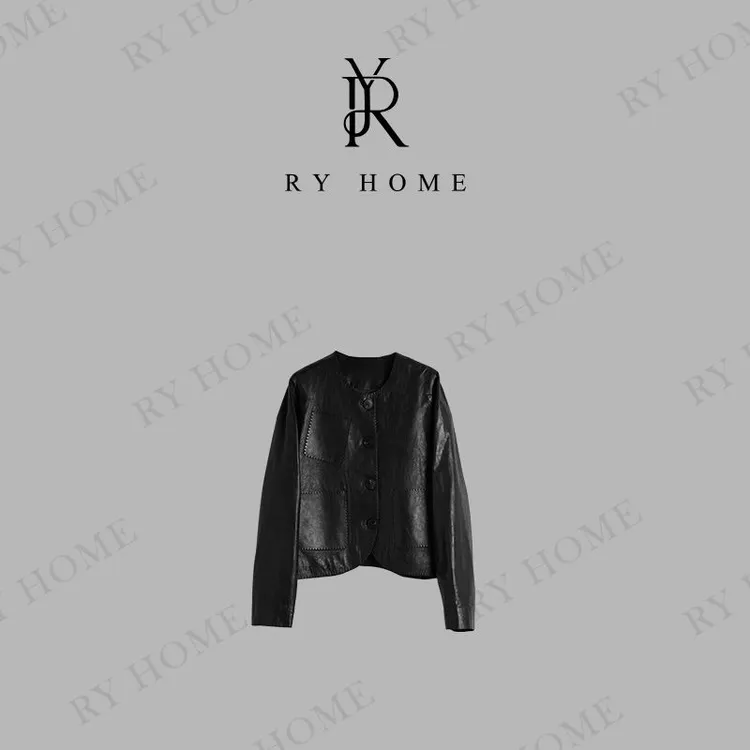 【容雨RYHOME】100绵羊皮植鞣油蜡工艺大口袋外套253W2363