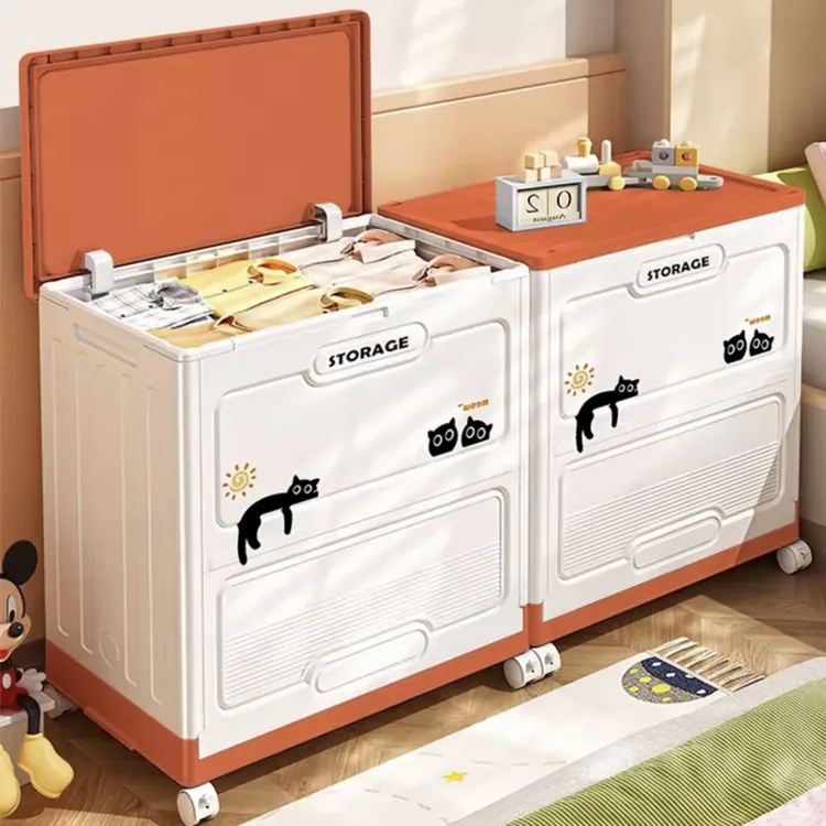 可移动防水简约卧室置物架收纳箱收纳柜箱子休闲风