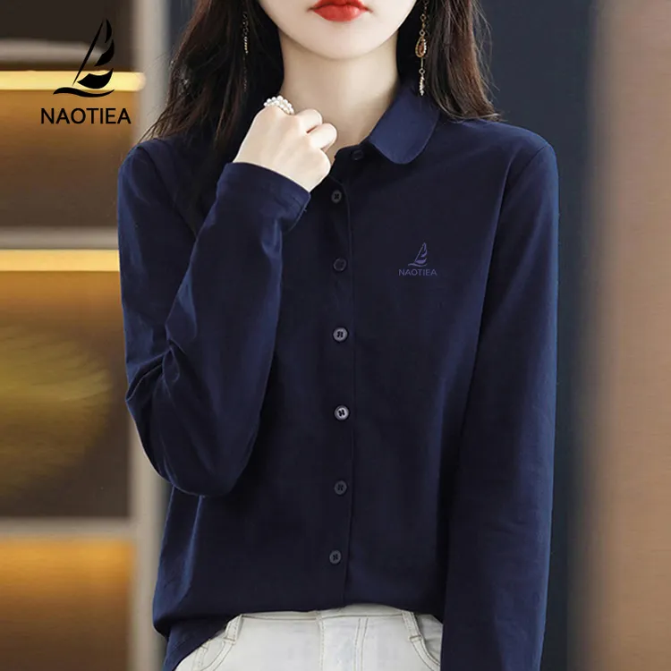 纳奥蒂尔小帆船翻领长袖POLO衬衫女2025春秋新款纯棉保罗上衣开衫