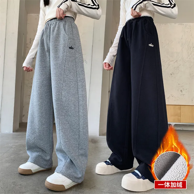 童装女童运动裤一体加绒秋冬2025儿童直筒裤大童初中生校服长裤