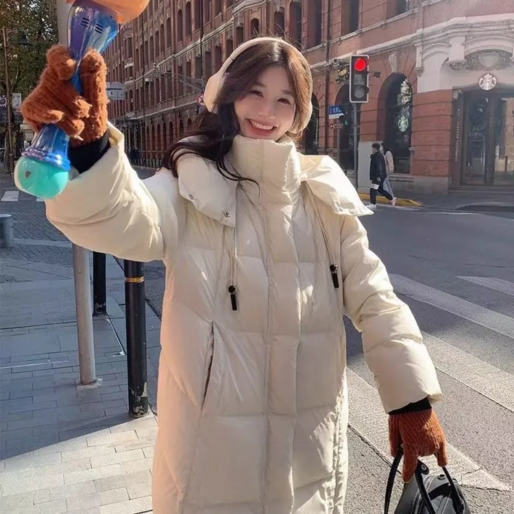冬季新款韩版过膝宽松加厚白鸭绒保暖女