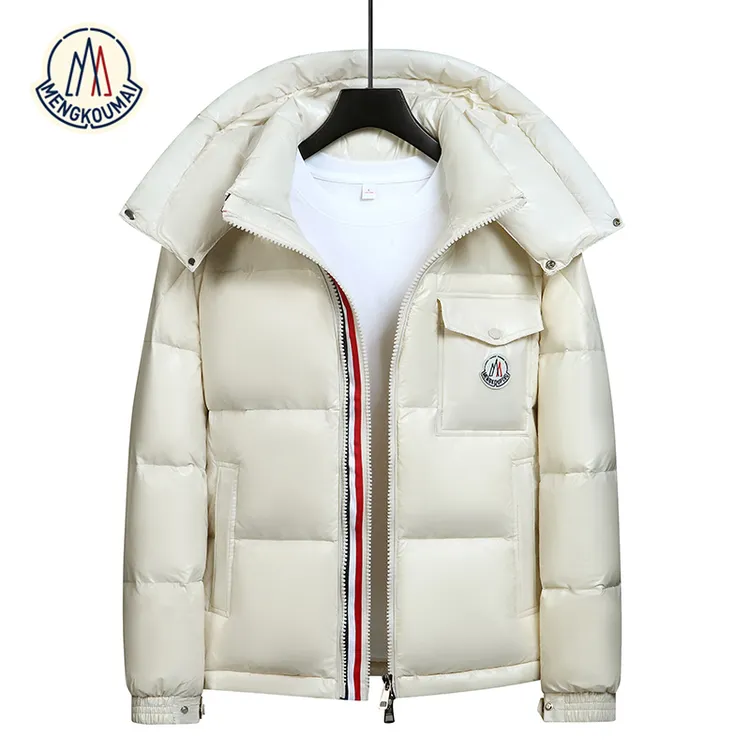 蒙口迈彩虹条羽绒服男女短款2025冬季新款加厚保暖黑金鹅绒服外套