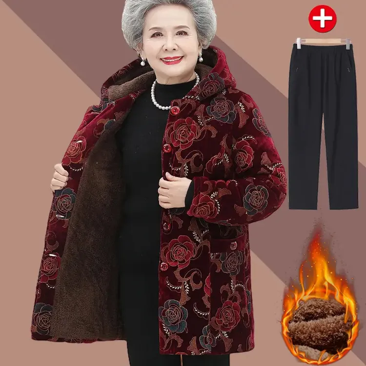 80岁中老年女装妈妈奶奶老人冬装外套加厚棉服老太太棉袄女款