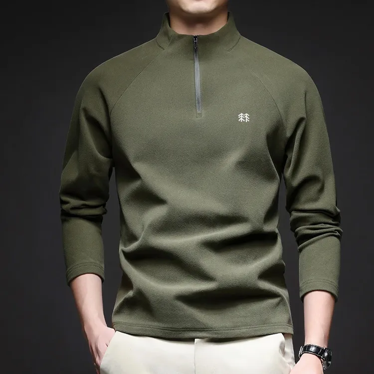 【奥莱撤柜】秋冬户外轻奢大码男德绒半高领T恤时尚打底上衣潮卫衣