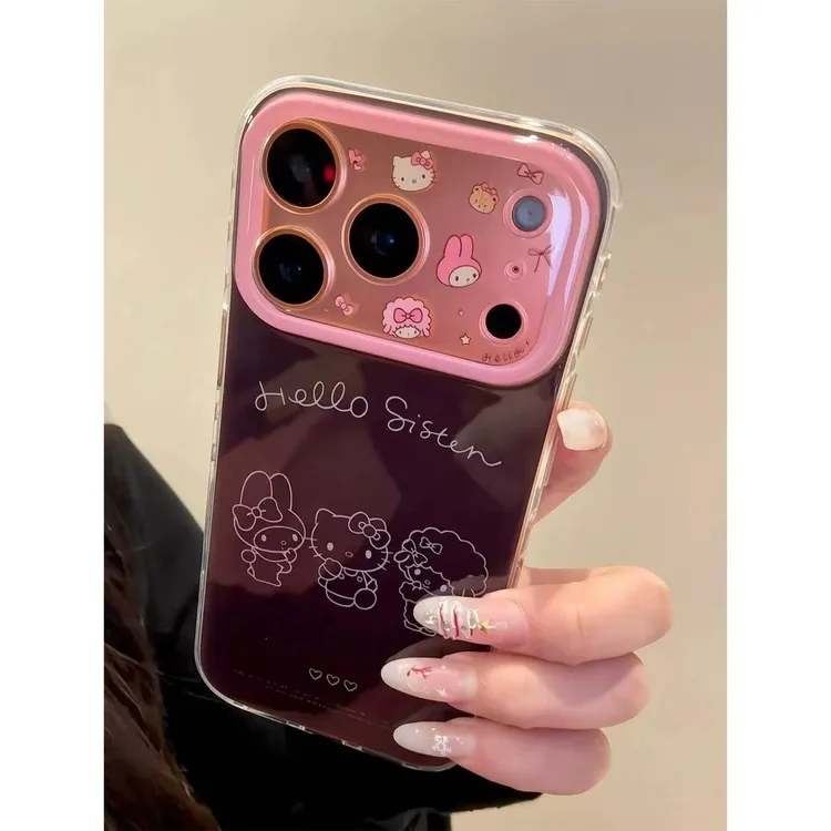【小王子专属】韩风ins可爱红棕线条美乐蒂Kitty猫适用于苹果16手机壳/iPhone17
