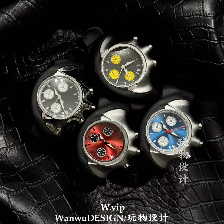 玩物设计y2k千禧年三眼多功能防水夜光个性潮流学生石英手表腕表
