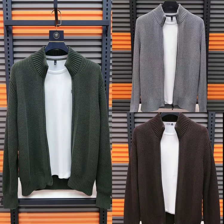 秋冬高档精纺重磅轻奢休闲韩版针织开衫6650