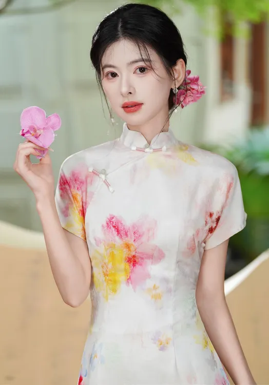 复古改良新中式短袖旗袍女2025夏季新款日常可穿淑女范素雅年轻款