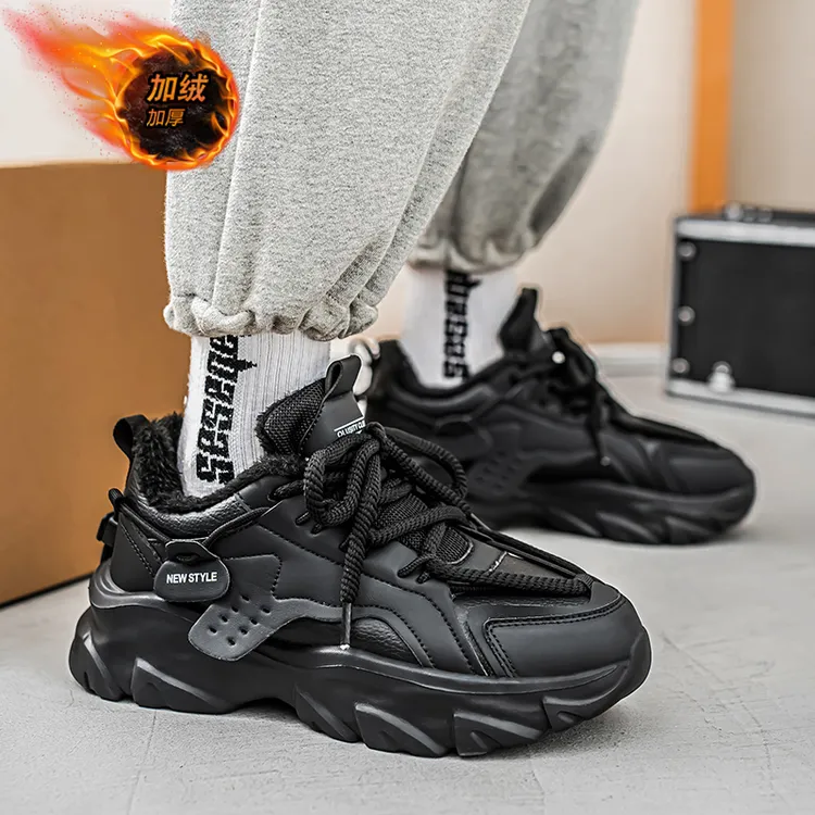 老爹鞋棉鞋冬季休闲厚底秋冬百搭男鞋男士加绒潮鞋加厚韩版