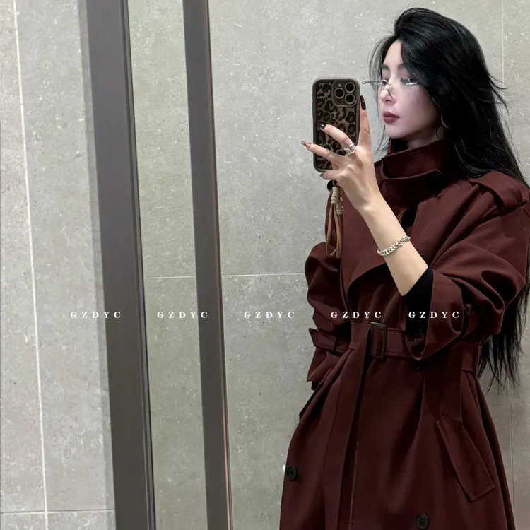 【鸽子的衣橱】名爵| 90白鸭绒长款风衣秋冬港风复古绵羊毛混纺大衣