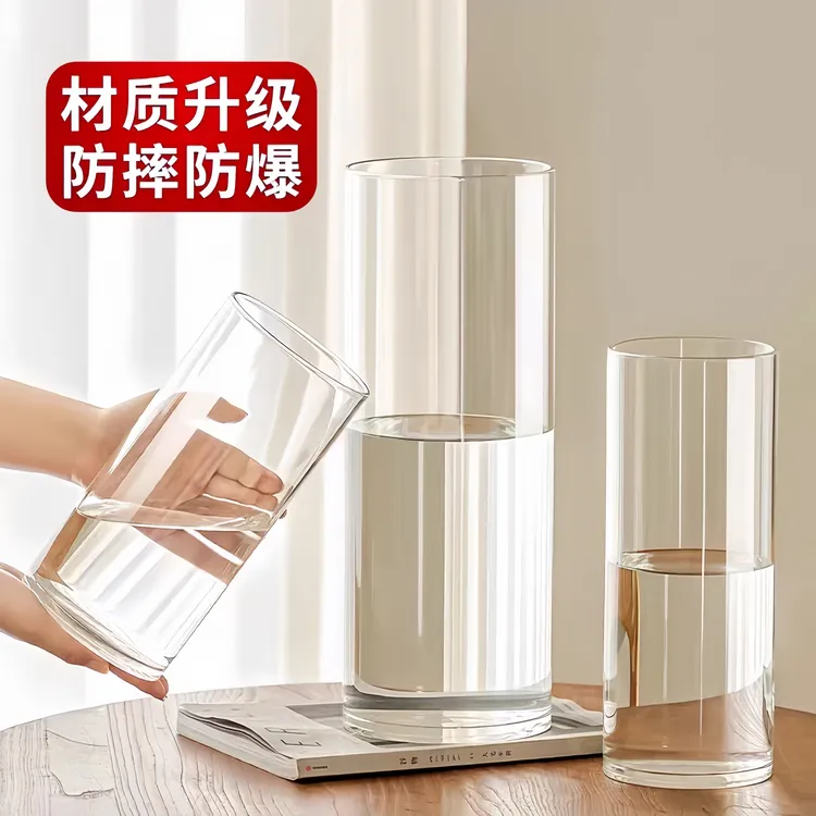 花瓶插花器亚克力透明养花桶鲜花桶圆形醒花桶轻奢高级感防摔轻奢