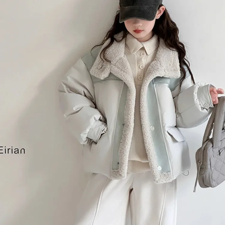 女童羽绒服短款2025冬季新款女大童超好看韩系白鸭绒加厚外套冬装