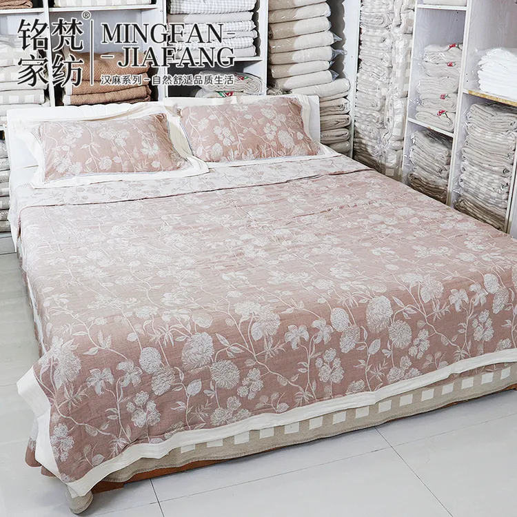 铭梵家纺镂空棉麻提花四件套亲肤不生菌不生螨拉链款四季通用