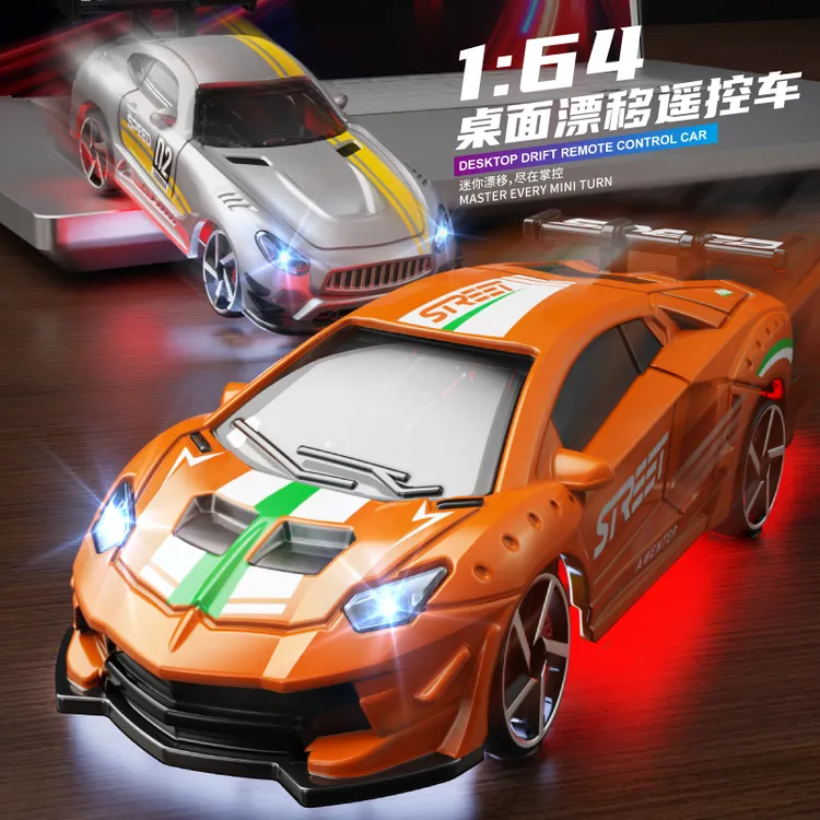 1:64可充电趣味迷你版遥控车带灯光桌面可漂移赛车玩具男孩生日礼