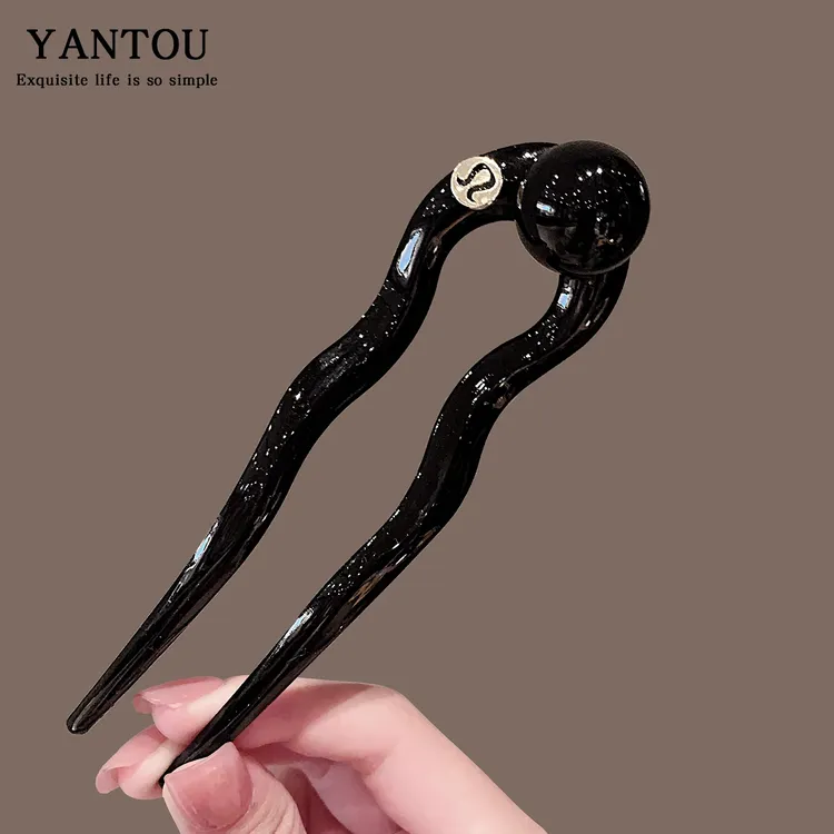 新中式复古U型发簪高级感丸子头盘发神器女2025新款发钗簪子发饰