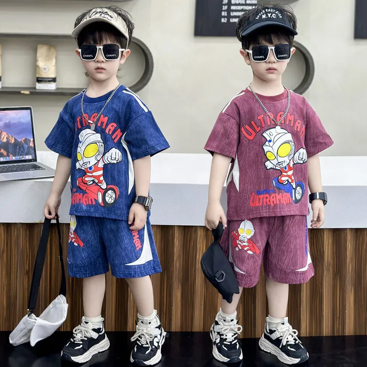 男童奥特曼衣服夏装套装2026新款夏季儿童洋气短袖短裤宝宝两件套