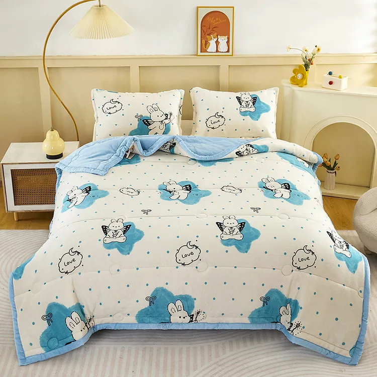 2025新款ins风牛奶绒被子抗静电学生宿舍家居加绒加厚双面绒秋冬