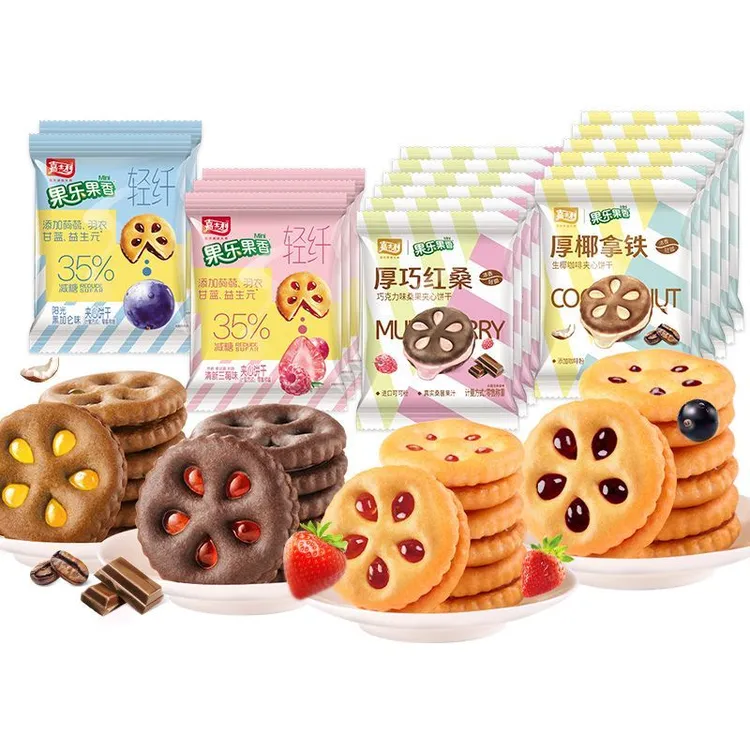 嘉士利果乐果香轻食果纤厚巧厚椰夹心饼干小包装果酱拉丝