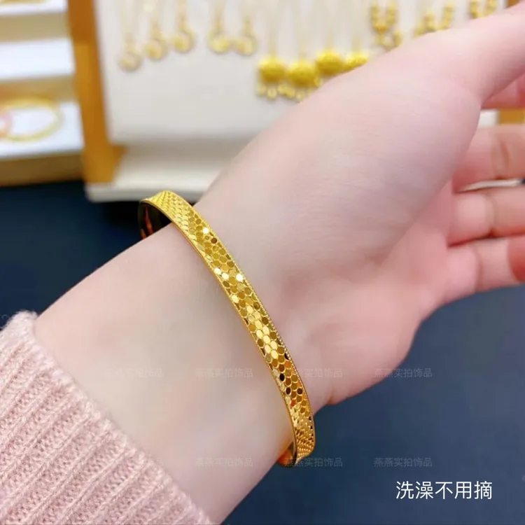 钛钢手镯 【洗澡不掉色】燕燕定制周家同款如鱼得水鱼鳞纹贵妃手镯