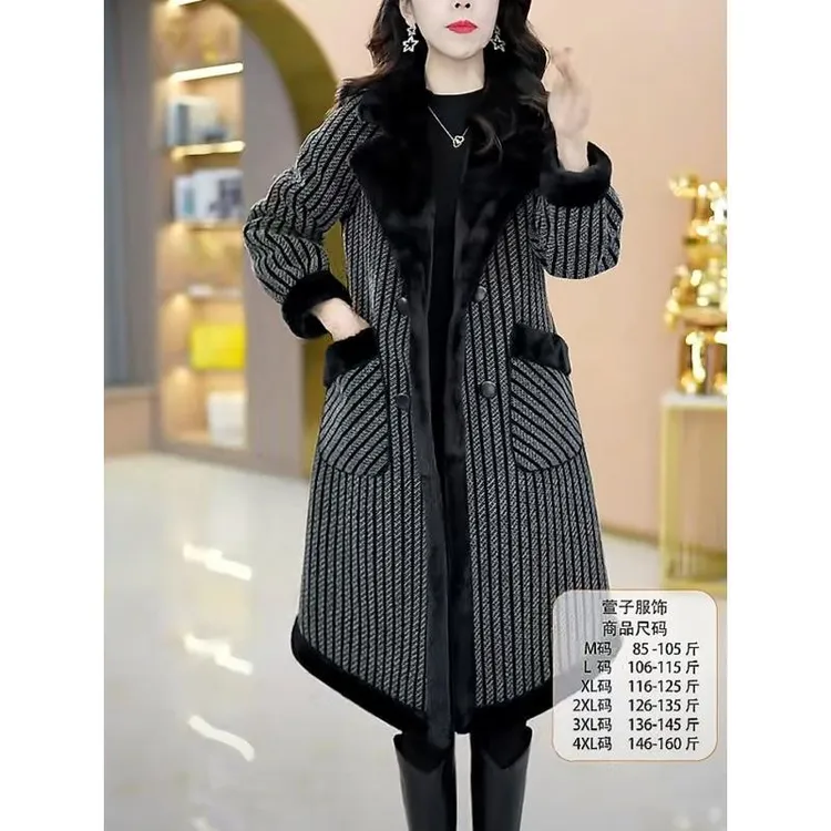 萱子16452加厚时尚显瘦大衣气质洋气上档次妈妈保暖毛呢外套冬季