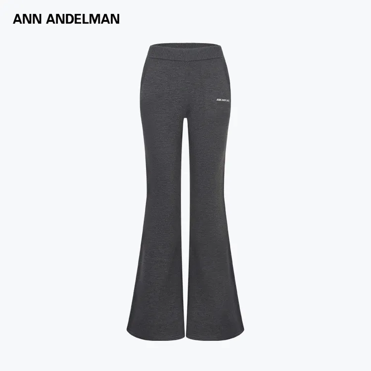 ANN ANDELMAN 25秋冬新款休闲裤女修身喇叭针织长裤灰色卫裤裤子