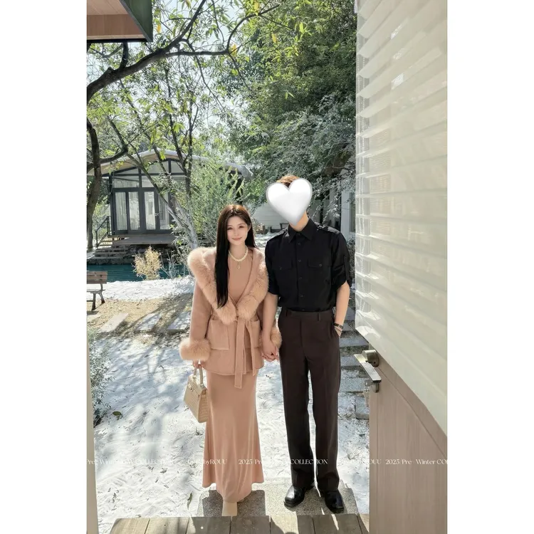 【精灵狐】温与柔绵羊毛外套小众千金风狐狸毛领冬季女轻奢大衣