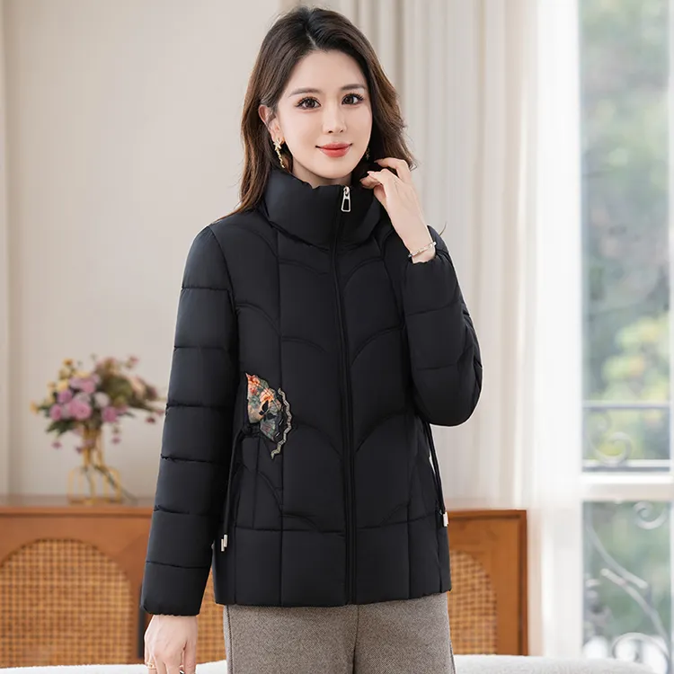 女士保暖立领时尚显瘦百搭外穿秋冬季国风刺绣2025新中式棉服2565