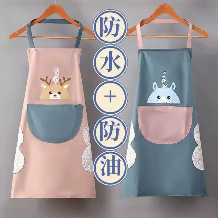 家居防水防油围裙男女厨房做饭工作服家用挂脖款可擦手围腰罩衣