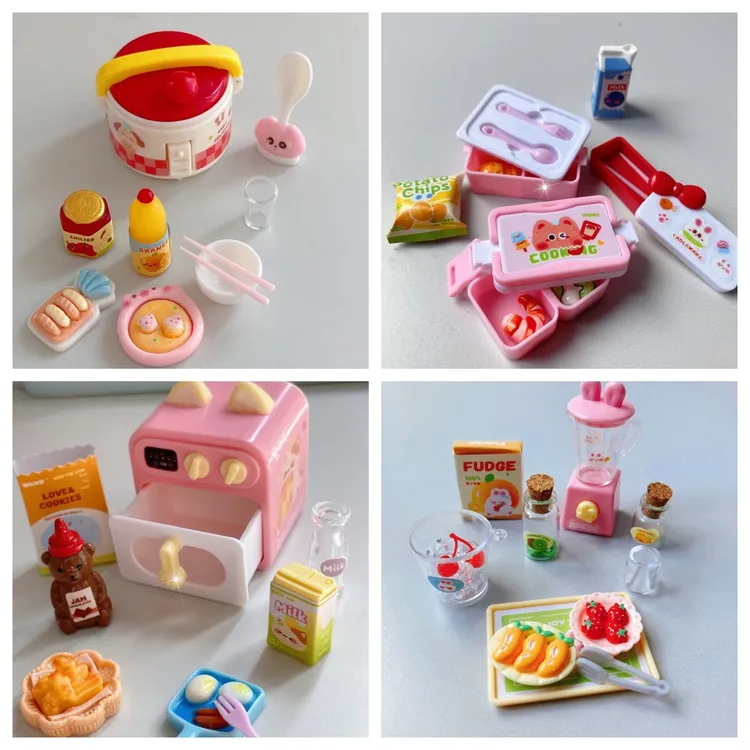迷你厨房B套组过家家玩具电饭锅空气炸锅饭盒微缩场景仿真食玩