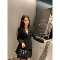 MummyCat下蛋喵 25新品秋冬50羊毛学院风西装外套百褶半裙套装