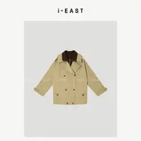 i-EAST 英剧风衣~极简翻领撞色高级感风衣外套-5D WT10494