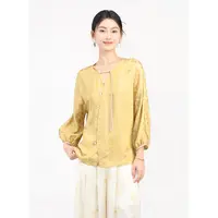 矝羽轩【松声】杨幂同款新中式蝴蝶缎衬衫