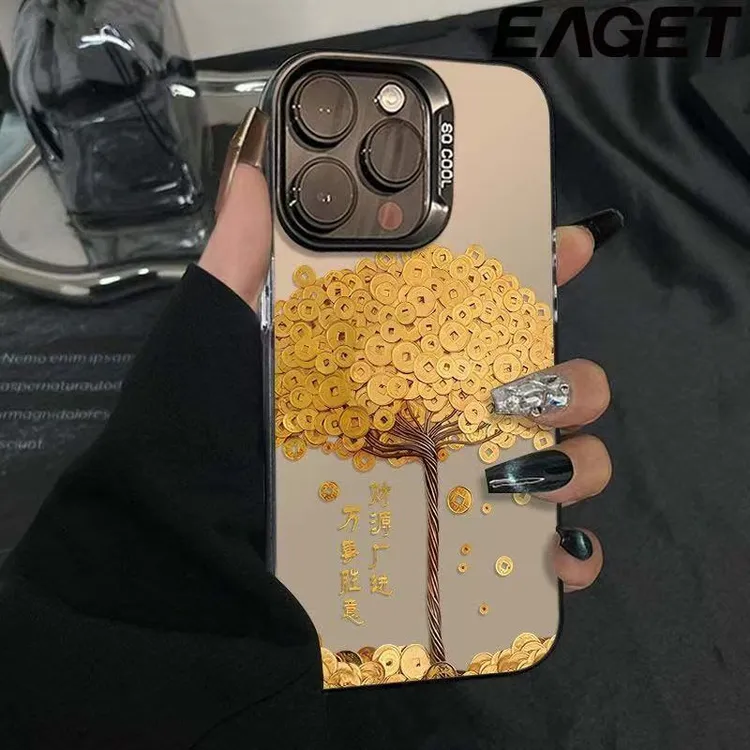 将顿适用iphone16手机壳摇钱树苹果15promax/14防摔13pro12创意11