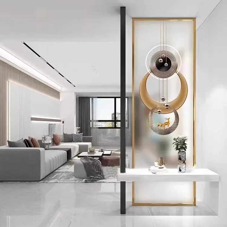 客厅2025新款超白艺术钢化玻璃屏风隔断现代简约客厅入户玄关装饰