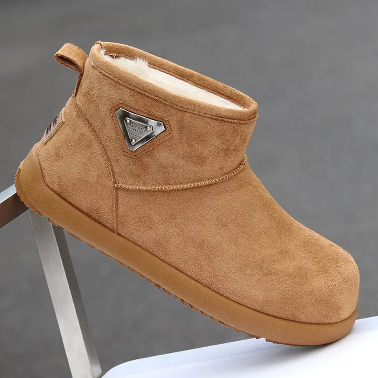 雪地靴男女同款2025新款冬季加绒加厚皮毛一体男士保暖东北棉鞋女