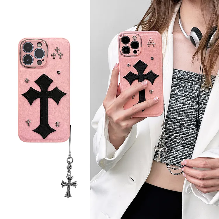 潮牌克罗心十字架粉色辣妹个性手机壳适用苹果iphone17pro/16pro