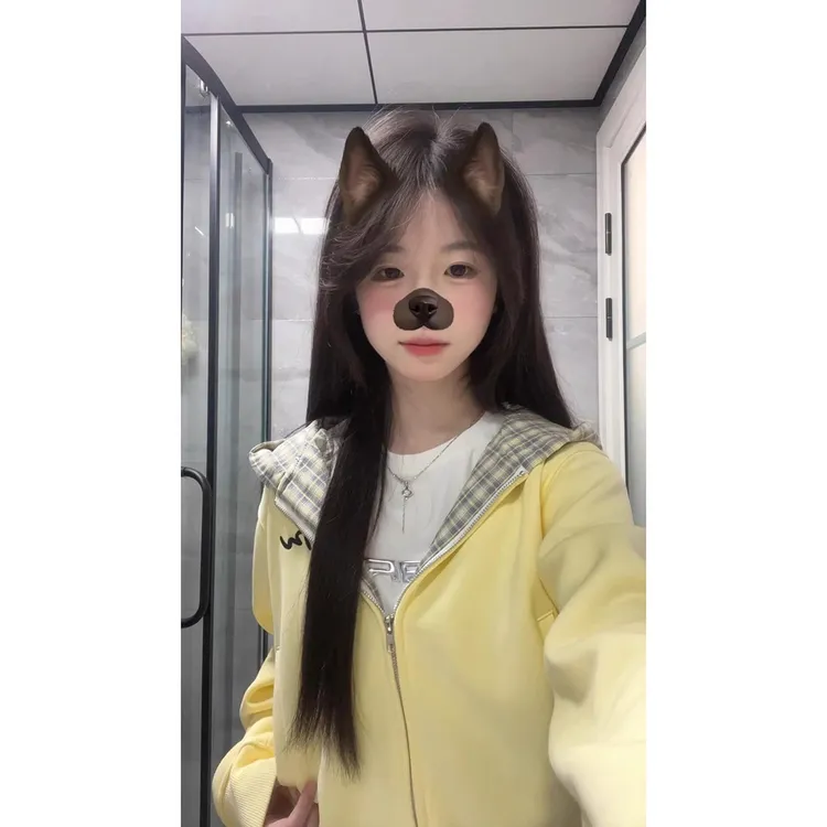 潮牌美式奶黄色拉链开衫短款连帽卫衣女新款春秋小众修身显瘦外套