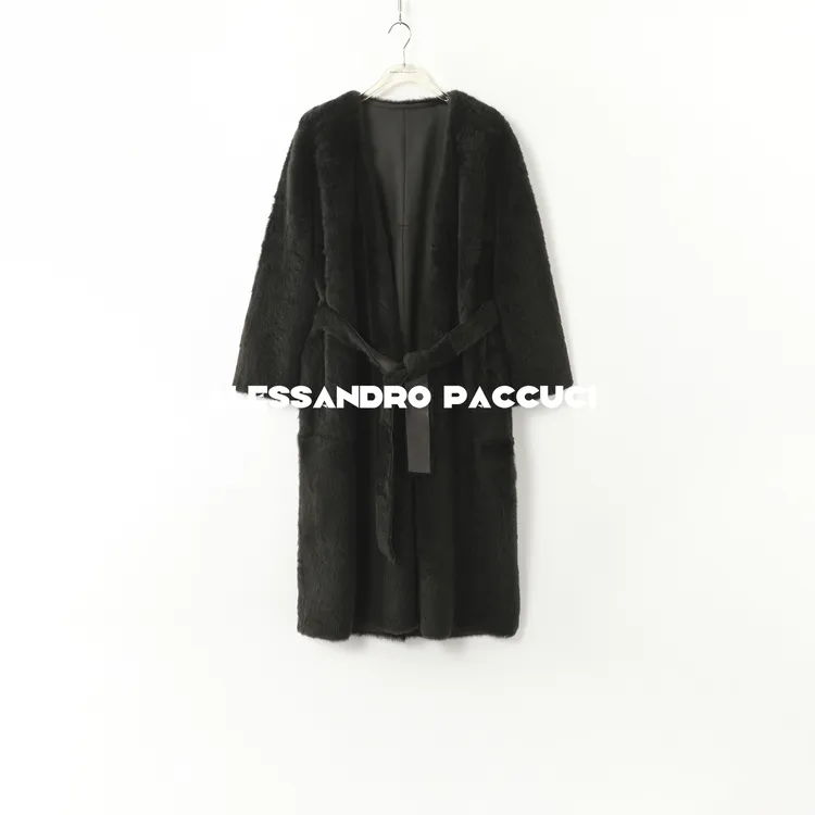 AP洛哥44046CM【黑标系列】进口羊皮毛一体拉贡中长款百搭皮草外套