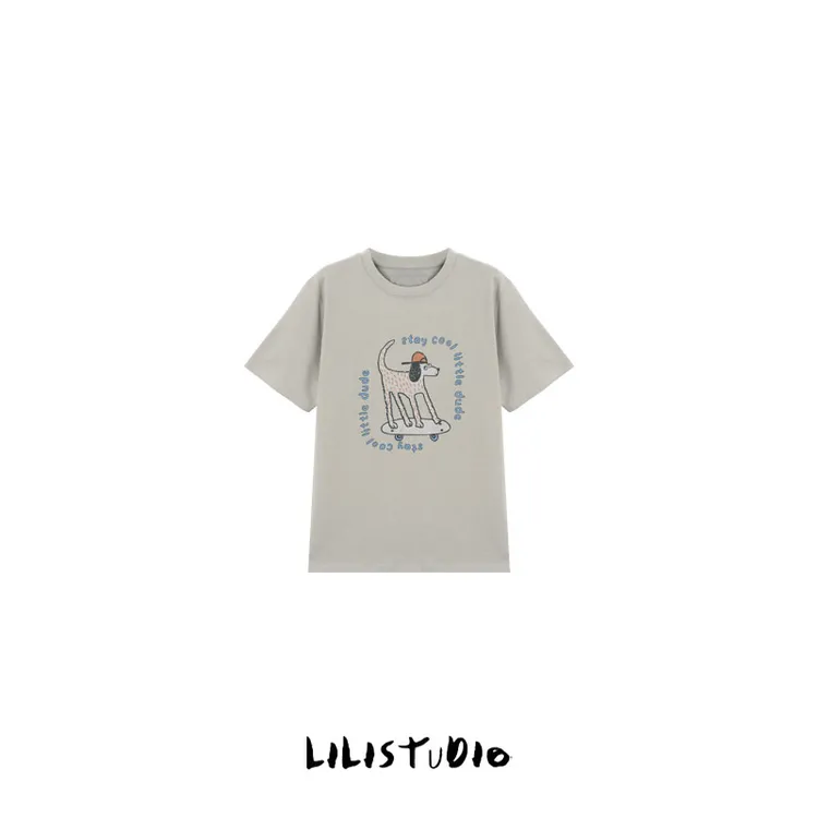 PCNY「冷酷小狗」不理理夏季新款小众女装穿搭休闲宽松印花圆领短袖