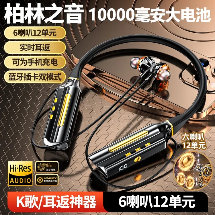 一个月充电一次超长续航一万毫安耳机蓝牙无线挂脖式入耳式六喇叭