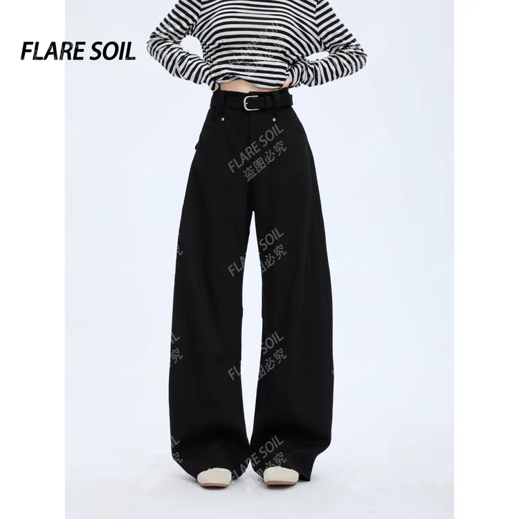 【FLARE SOIL】（现货）收腹垂感秋季休闲风显瘦针织长裤INS风 T4493B