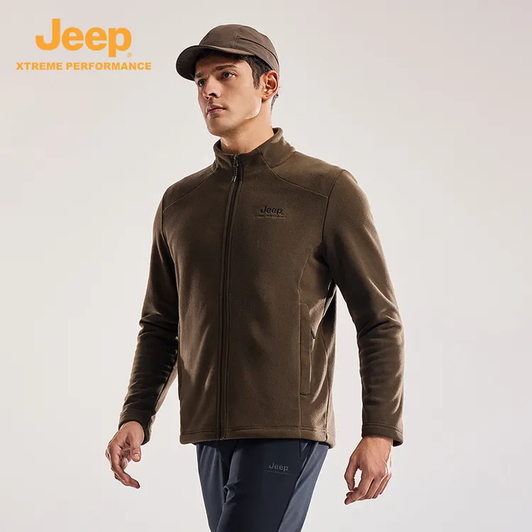 JEEP/吉普户外抓绒衣男摇粒绒立领外套秋加厚保暖开衫冲锋衣内胆