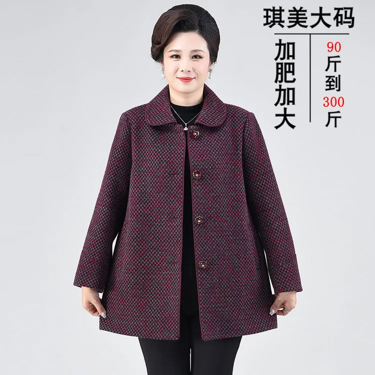 200斤中老年人女装秋冬装外套胖妈妈装加肥加大码老太太奶奶风衣