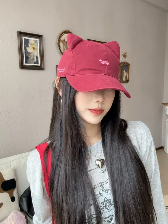 休闲猫耳朵小耳朵鸭舌帽棒球帽可爱减龄女款新款