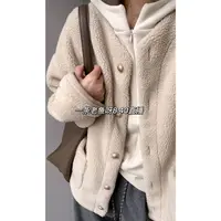 X 毛毛扣子外套女 韩版秋冬宽松外套纯色大衣百搭气质1722