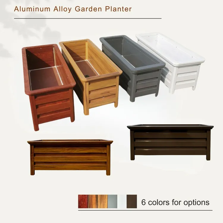 成品铝合金花箱花盆户外庭院组合长方形隔断围栏阳台金属种植箱